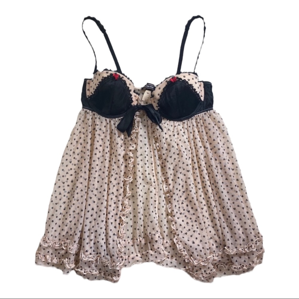 NEW Victoria’s Secret pink heart polka dot lingerie nightie 34C